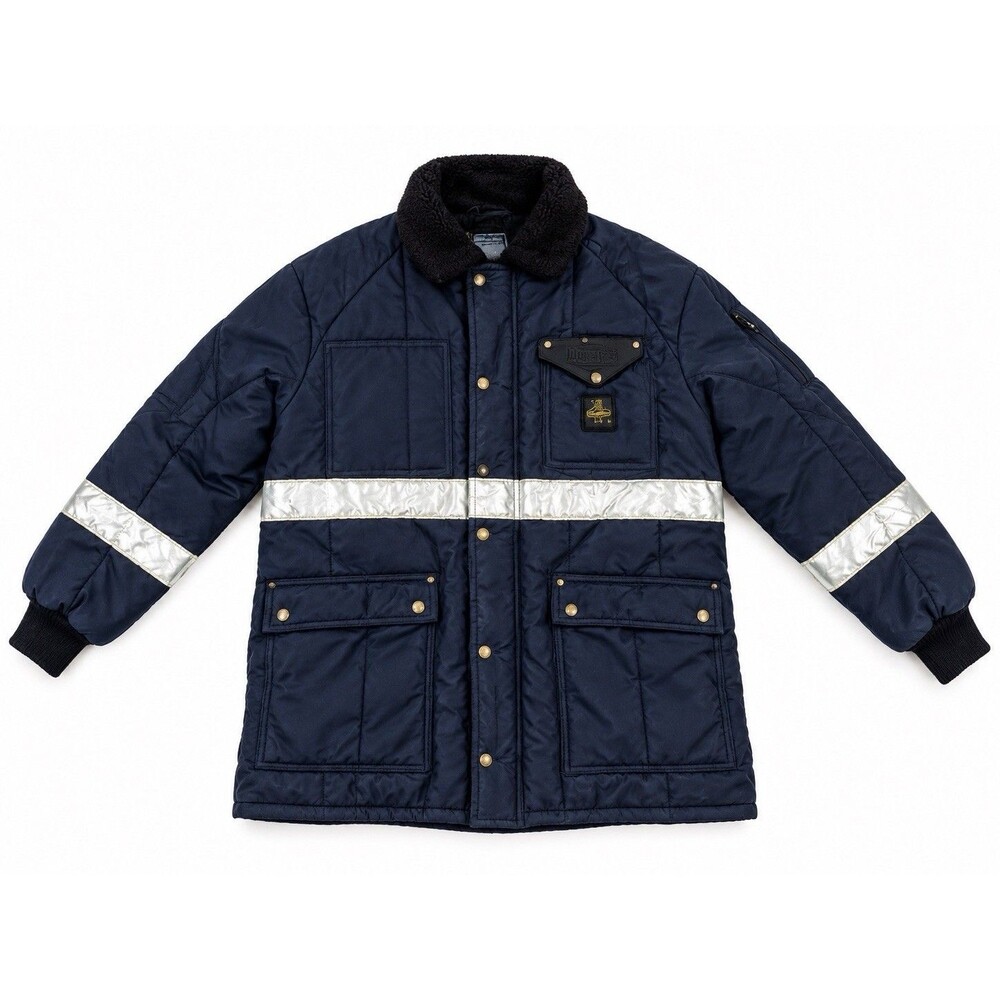 RefrigiWear Iron Tuff Navy Reflective Insulated Work Coat Mens M
